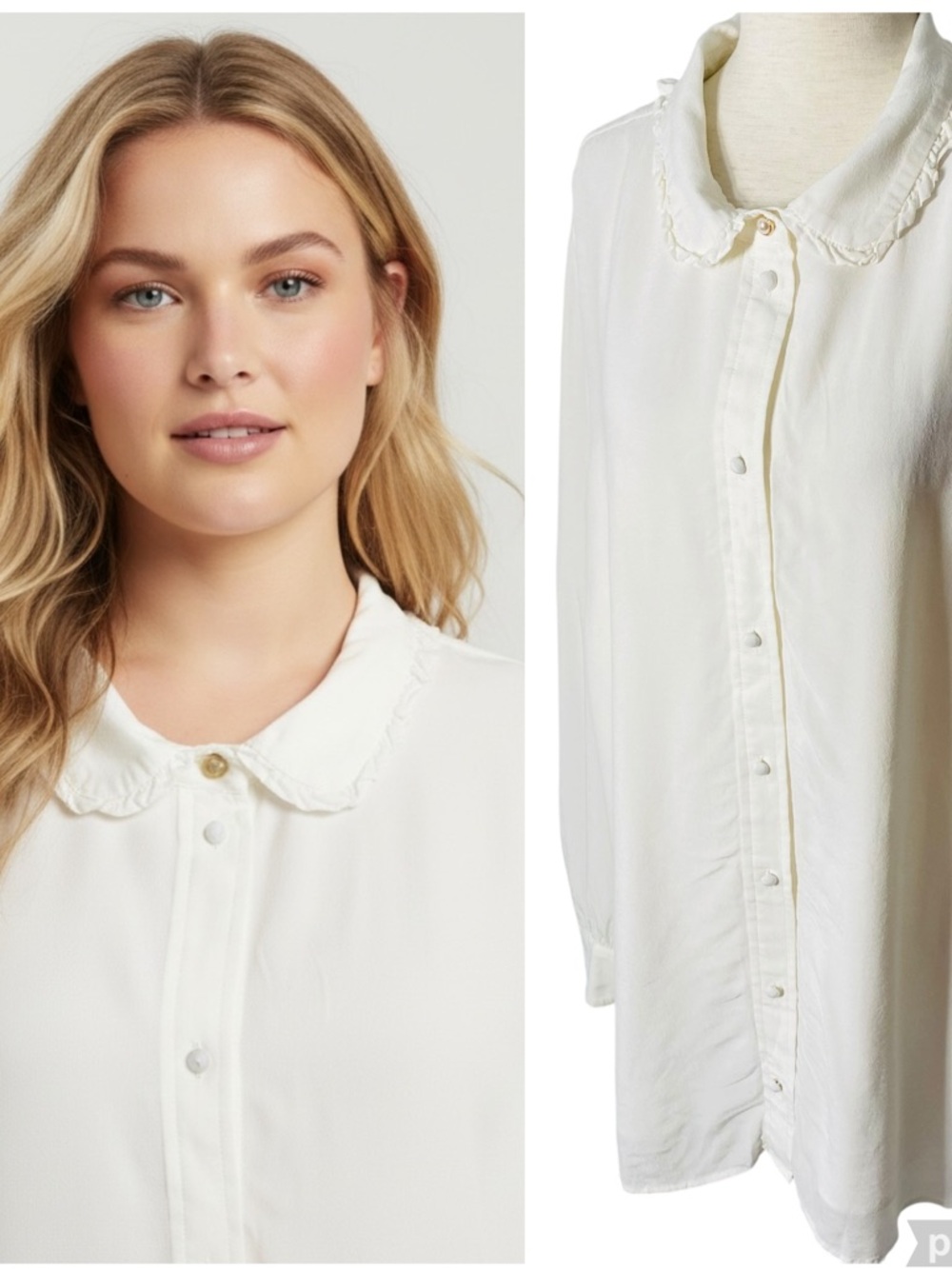TALBOTS Ivory Ruffle Collar Blouse